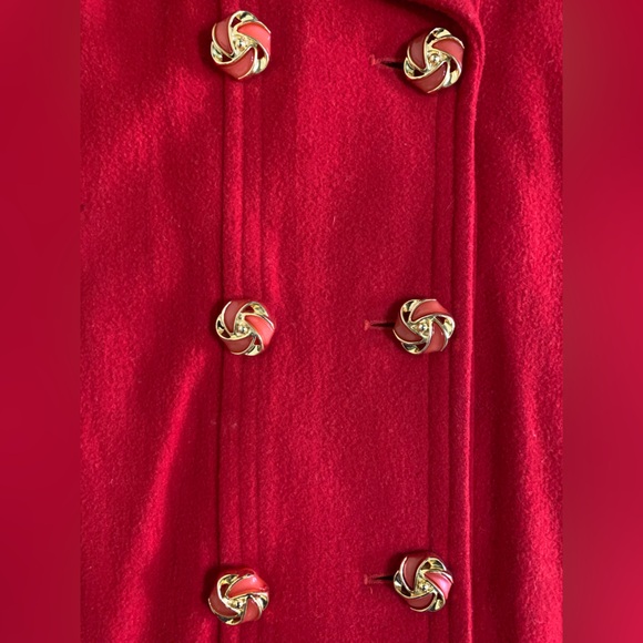 VTG Women’s Size Medium Red Double Breasted Overcoat - Picture 6 of 8